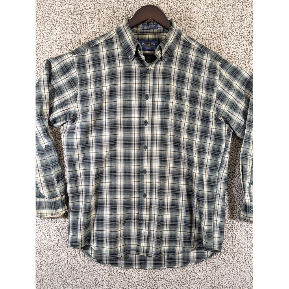 Pendleton Flannel Shirt Men's Large Wool Plaid Long Sleeve Button Down Read Desc